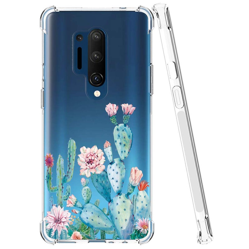 Sidande Designed for Oneplus 8 Pro case, One Plus 8Pro case Shockproof Clear Soft Flexible TPU Slim Protective Phone Case Cover for Oneplus 8 Pro (Cactus) - Image 1